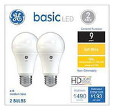 GE Industrial Solutions 37025 LED Bulb, General Purpose, A19 Lamp, E26 Lamp Base, Soft White Light, 2700 K Color Temp